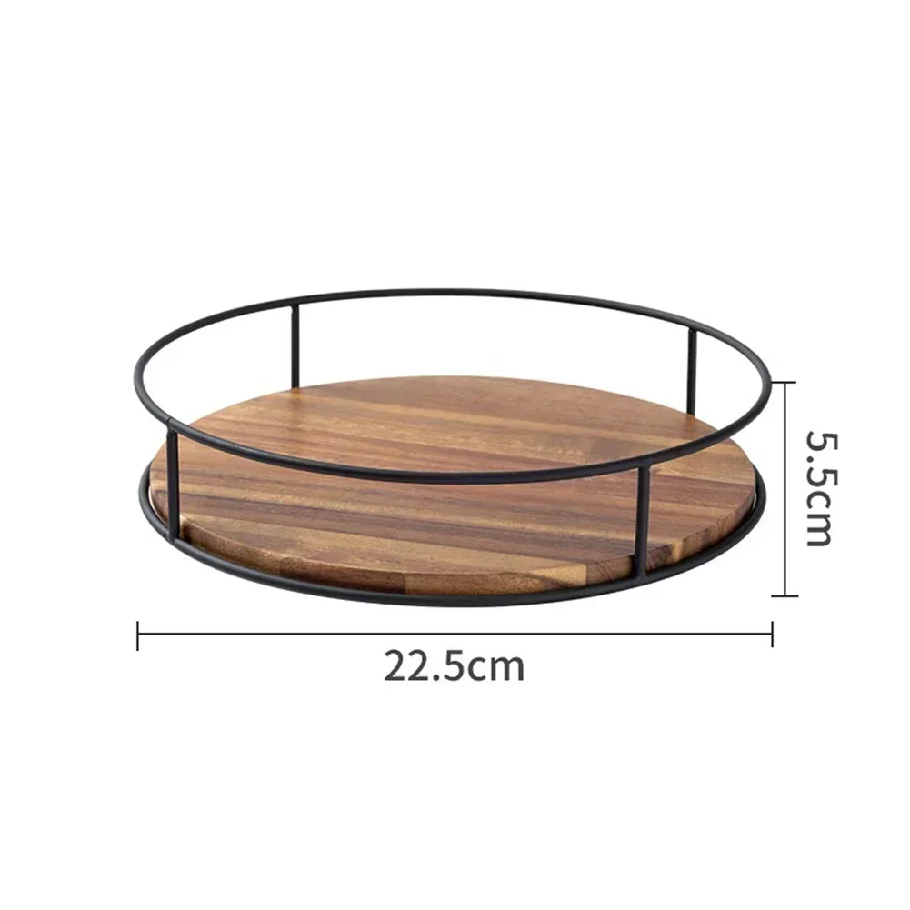 Wooden Seasoning Spice Bottle Turntable Organizer Round Table Countertop Storage Shelf Makeup Organizer Wooden Kitchen Organiser