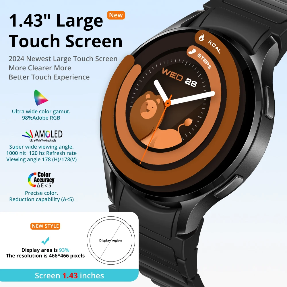 COLMI i28 Ultra AI 스마트워치 AMOLED 디스플레이, 내장 AI Da-GPT, 이슬람 기도, 블루투스 통화 시계, 남성 여성용 스마트 시계 썸네일 2
