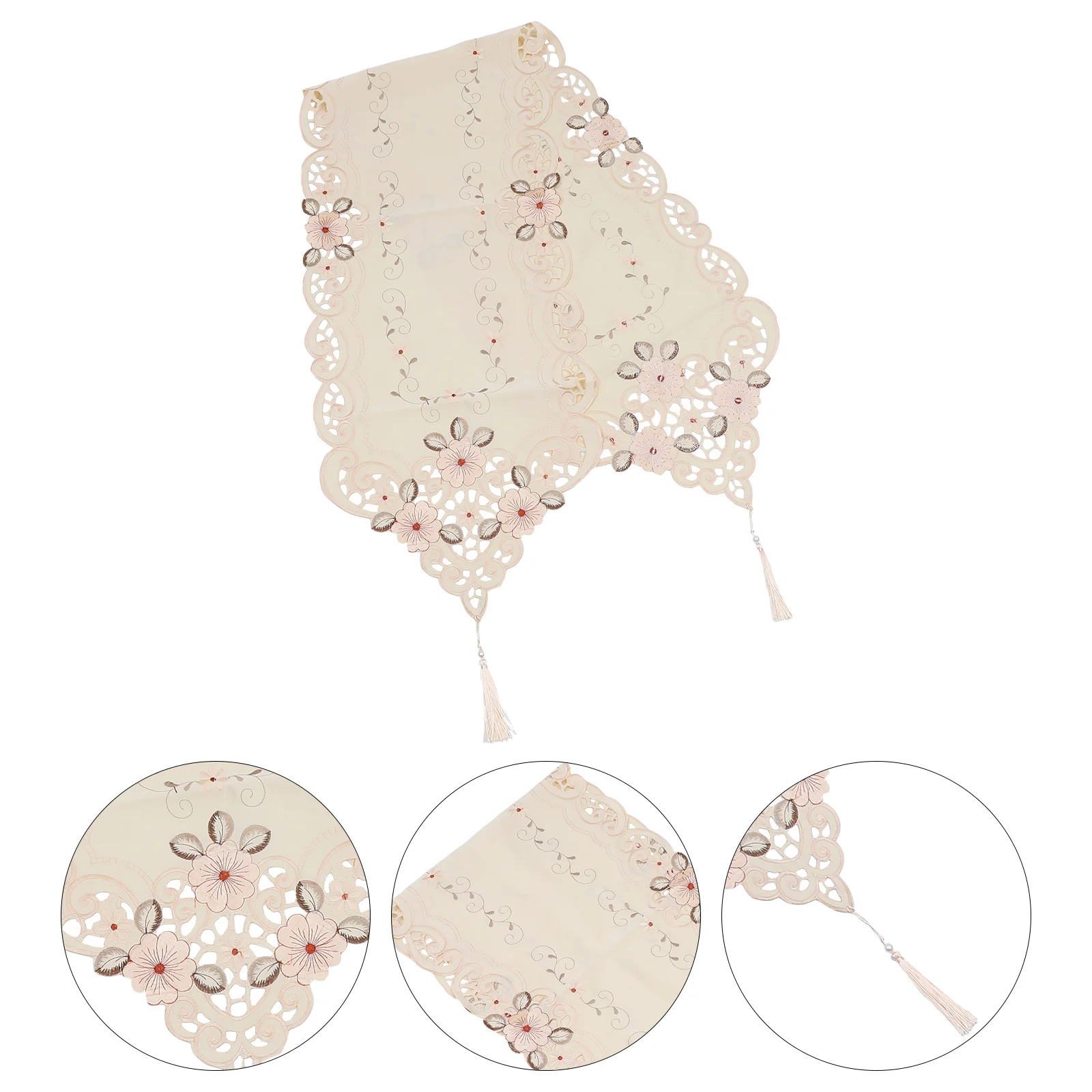 

1Pcs Embroidered Tablecloth Decorative Wedding Table Cover Protective Reusable Table Runner for Home Dining