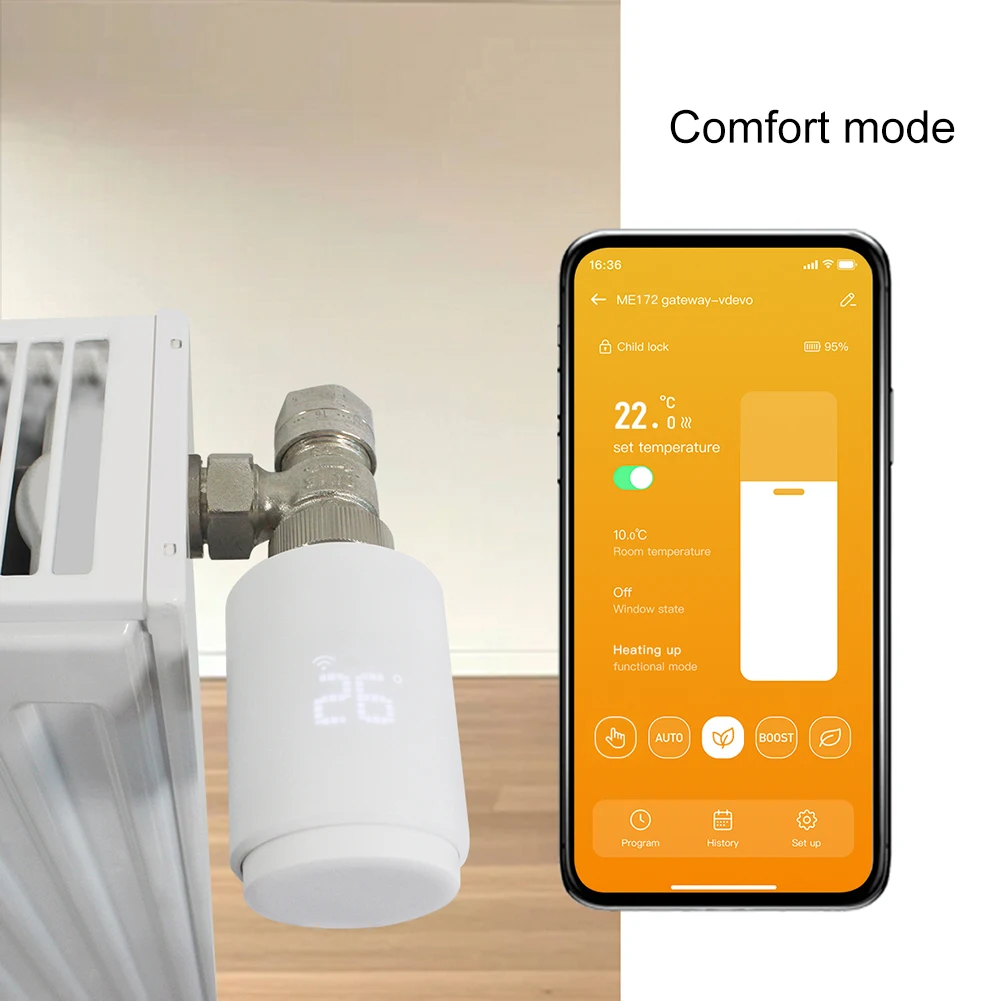 Sophisticated Radiator Heating Solution Programmable For ZigBee Valve that Enhances Comfort while Reducing Costs