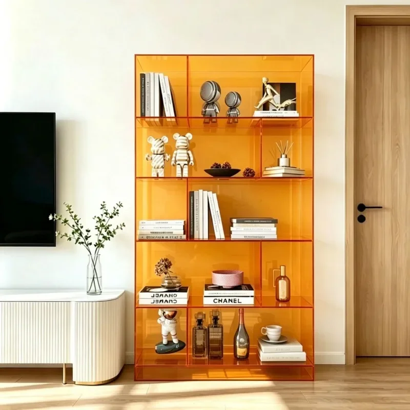 Acrylic Internet celebrity bookshelf floor shelf bookcase living room multi-layer storage cabinet