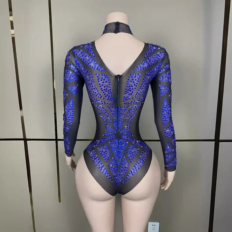 Justaucorps de danse de Ballet Sexy pour femmes, avec strass floraux, maille élastique, coupe haute, string pour Performance, modèle hôte, boîte de nuit