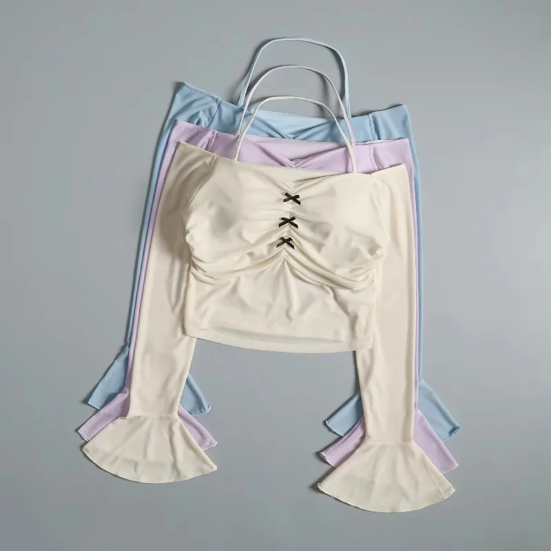 Internet celebrity new sports long-sleeved women's autumn Pilates training yoga clothes with chest pads running fitness