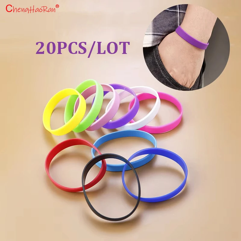 20 PCS/LOT gros Bracelet en caoutchouc de Silicone Bracelet de poignet Flexible Bracelet de manchette sport Bracelet décontracté Bracelet en Silicone