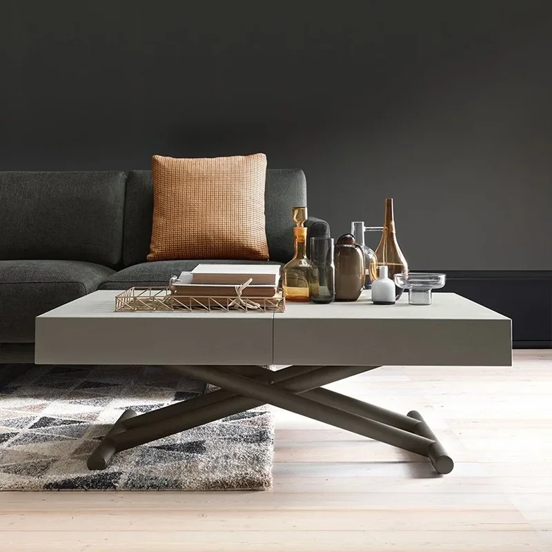 Italian minimalist multi-functional lifting coffee table dining table dual-purpose retractable folding living room household sma