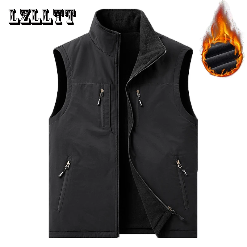 

6XL Men Winter Brand Mutil Pockets Waistcoat Vest Men Casual Autumn Vests Outfits Fish Fashion Sleeveless Jacket Vest Men LZLLTT