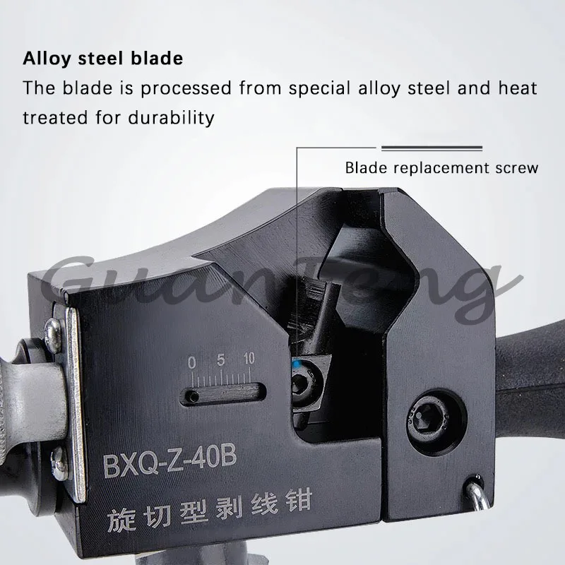 Rotary Skin Wire Leather Cable Stripper Tool Pliers  Fiber Stripping Diameter 12-40MM