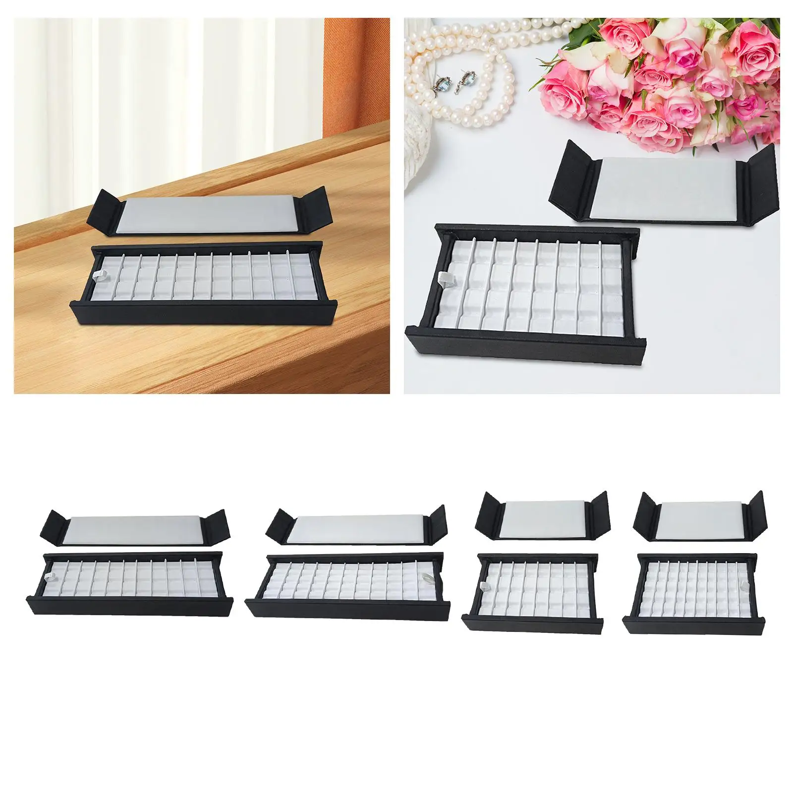 Jewelry Organizer Box GEM Storage Box for Women Large Capacity Rectangular Diamond Display Tray Trinket Box for Necklaces