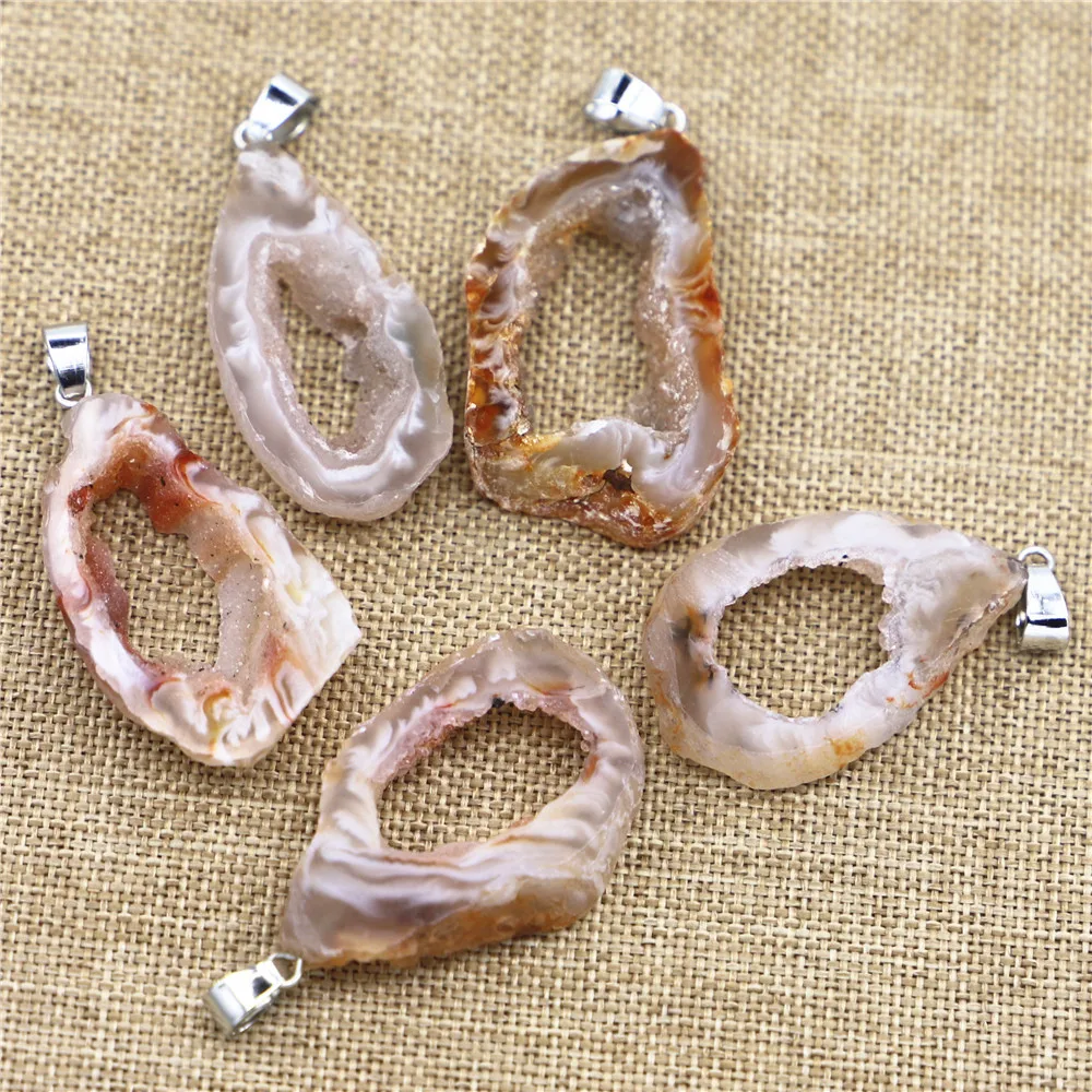 Fashion New Natural Stone Agates Necklace Pendants Charms Irregular Shape For DIY Women Jewelry Making Decorative Size 25-40mm