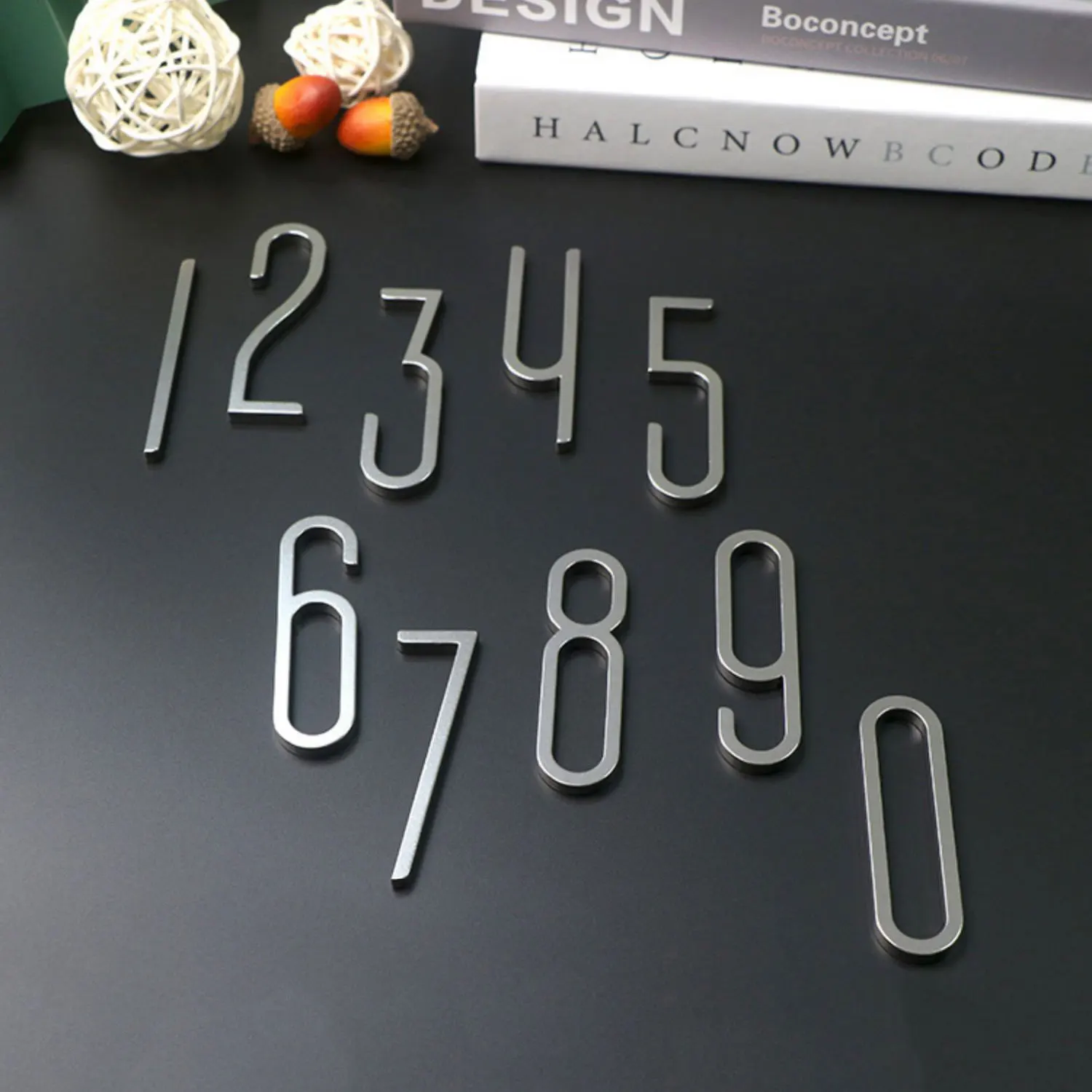 Stainless Steel Digits 0-9 For Door Plate Silver House Numbers Hotel Apartment Office Door Number Decoration Signboard DIY