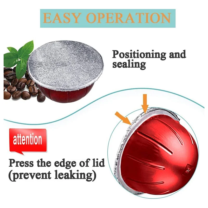 أغطية رقائق الألومنيوم ABFU لخلاجات قهوة نسبرسو فيرتو القابلة لإعادة الاستخدام - 100 قطعة من أغطية الختم المصنوعة من رقائق الألومنيوم لإعادة تعبئة القرون #3