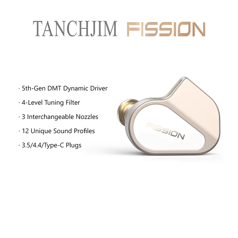 

TANCHJIM Fission DMT Динамический драйвер HIFI Проводные наушники-вкладыши 4 режима звука 12 уникальных звуковых профилей Разъемы 3,5/4,4/Type-C
