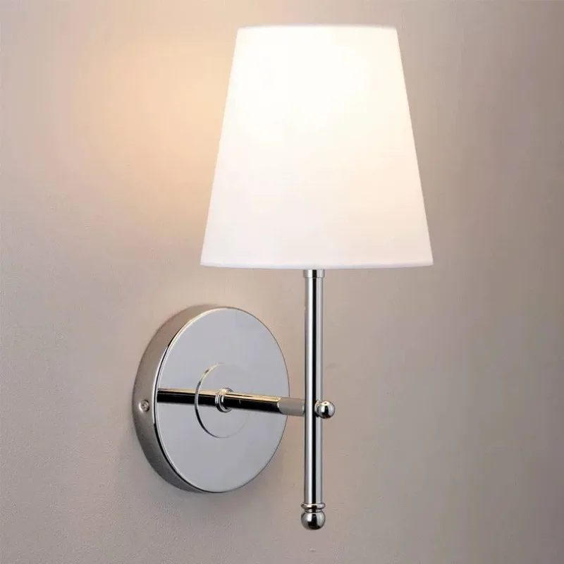 Mid Century Modern Fabric Linen Wall Sconce Ambient Soft Glow Lighting For Bedroom Living Room Accent Wall Decor Lamp