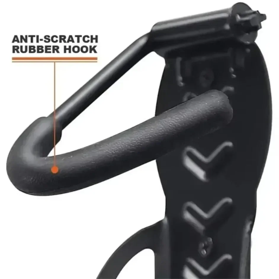 Bike Wall Mount Hanger Vertical Bicycle Storage Hook 4 Mounting Points Solid Steel Up to 30kg Load Sponge Cover Screws Included