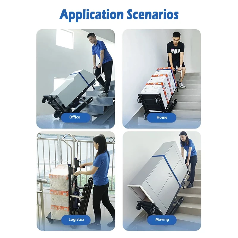 150kg Stair Climbing Vehicle Cargo Handling Cart Crawler-type Up and Down Stair Climber Folding Angle Adjustable Silent Electric