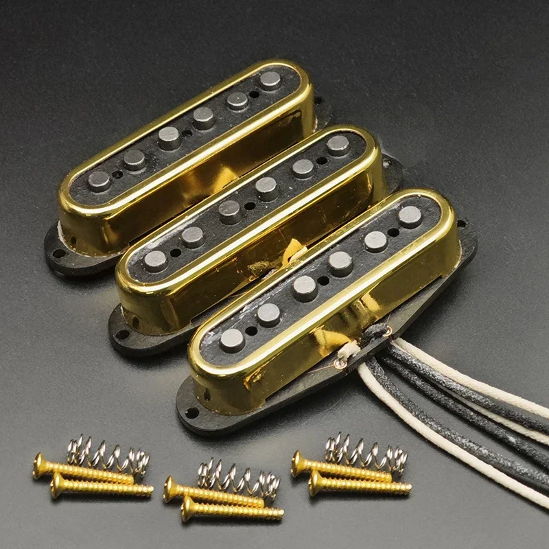 

Alnico 5 Staggered ST Style Electric Guitar Pickup with Open Brass Cover Fiber Bobbin ST Pickup Vintage Style Chrome