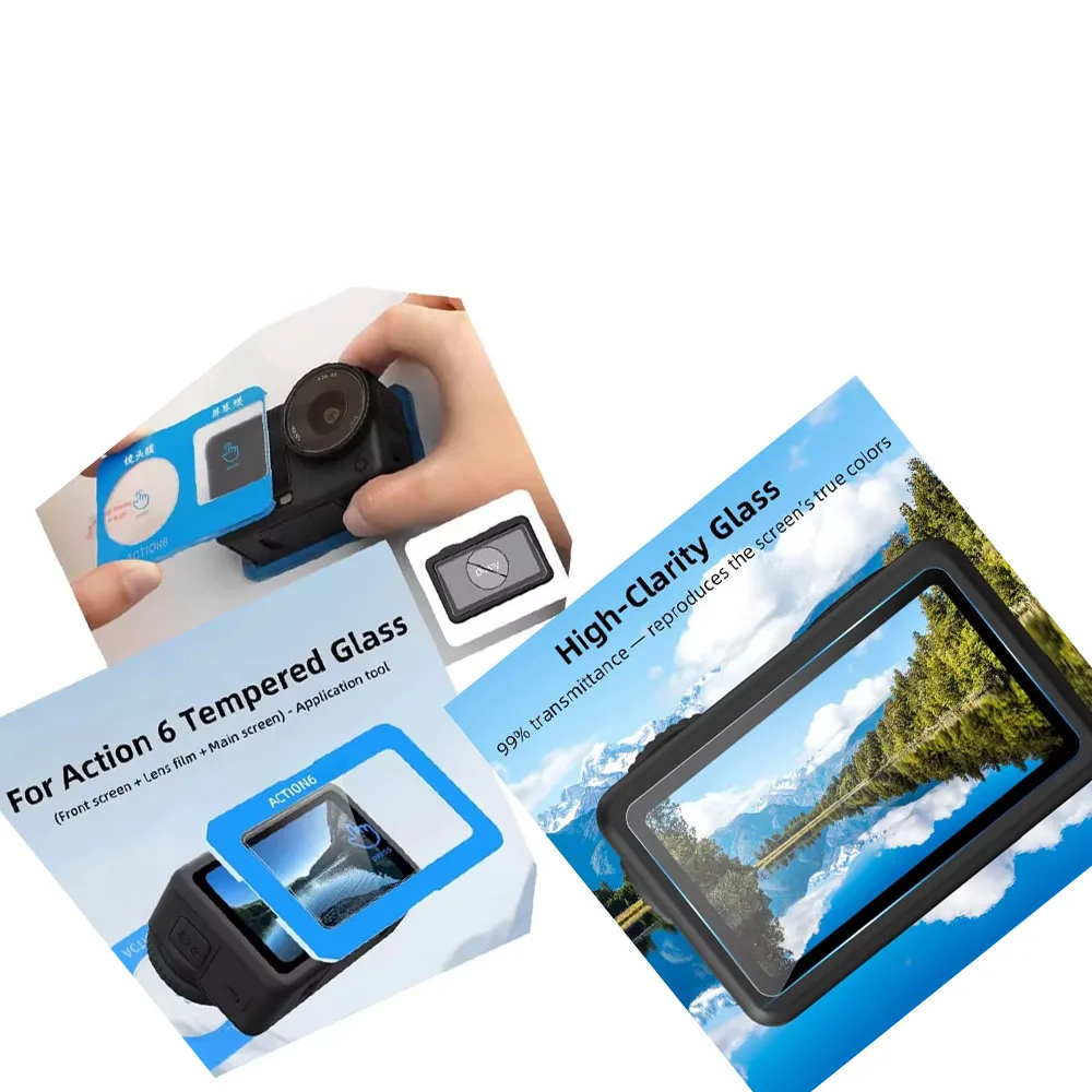 

​Screen Tempered Glass Protector Application Tool for DJI OSMO ACTION 6 HD Lens Protector Film Camera Accessory