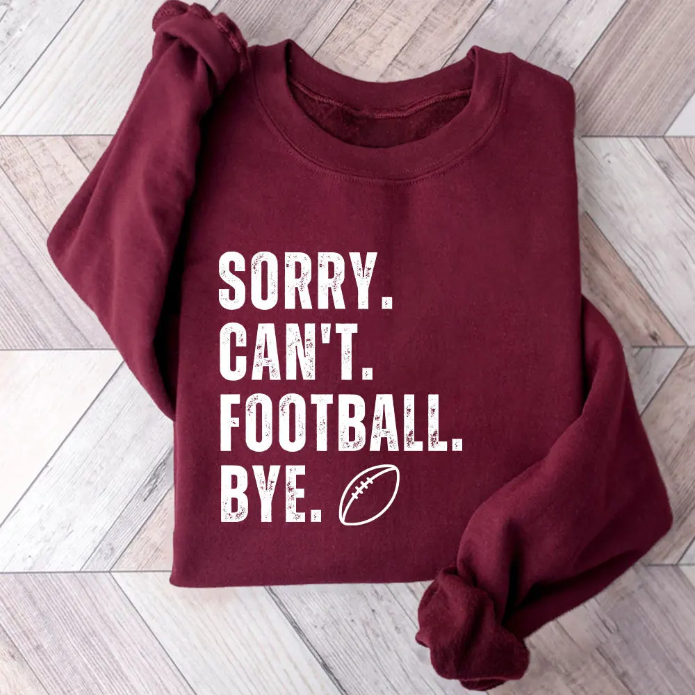 Autumn and winter new sorry can't football bye rugby printed ladies thick warm hoodie casual crew-neck long sleeve shirt with al