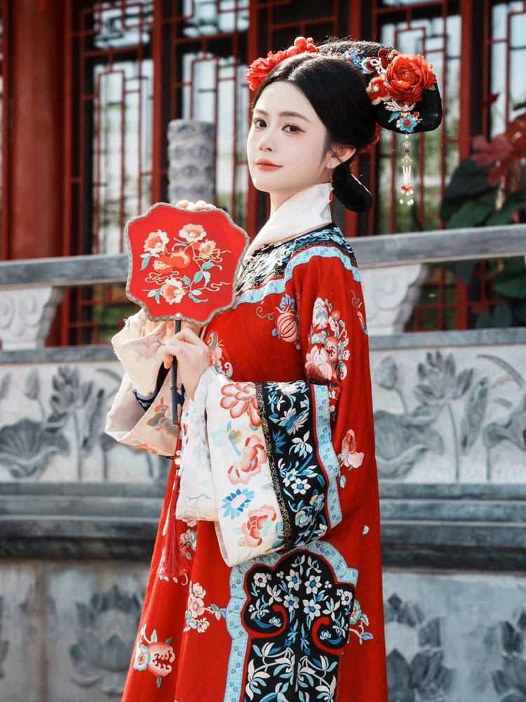 

Новый стиль: Костюм принцессы династии Цин с принтом, женский, для путешествий и фотосессий, традиционный китайский ханьфу, новая этническая мода