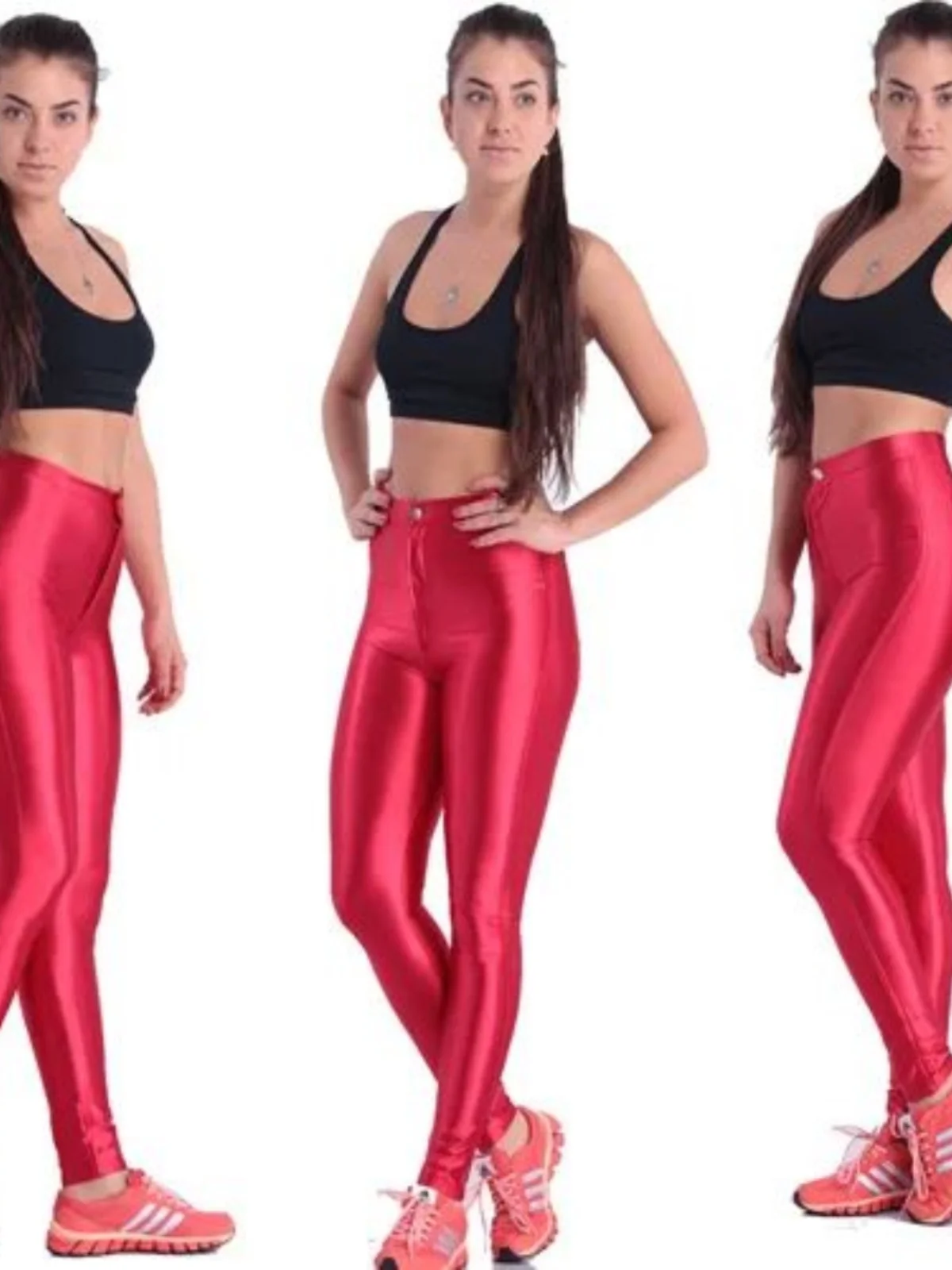 金メッキ加工のパテントレザーパンツ レディース ミッドウエスト エメッド ロングパンツ ファッショナブル ハイウエスト スリムフィット カジュアルパンツ
