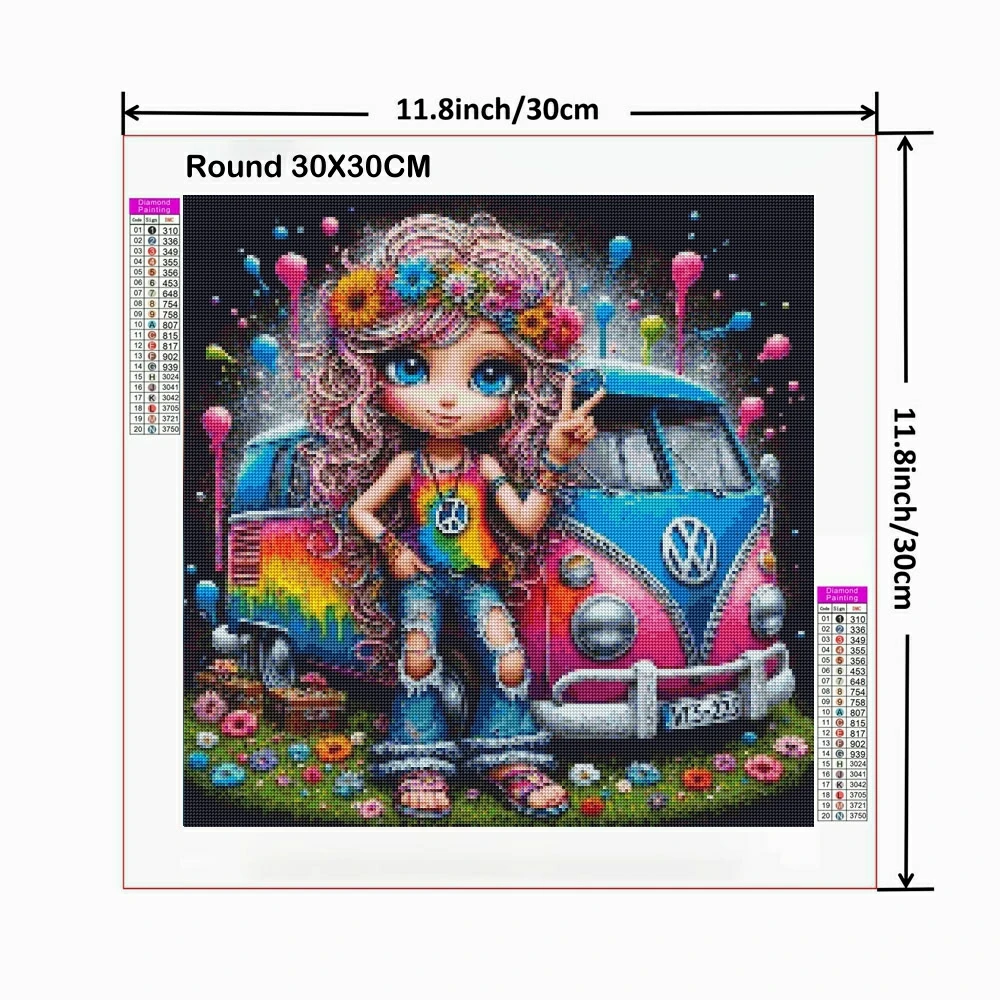 الكرتون فتاة حافلة 5D DIY الماس اللوحة فسيفساء عبر غرزة التطريز الراين ديكور المنزل هدية للأطفال #2