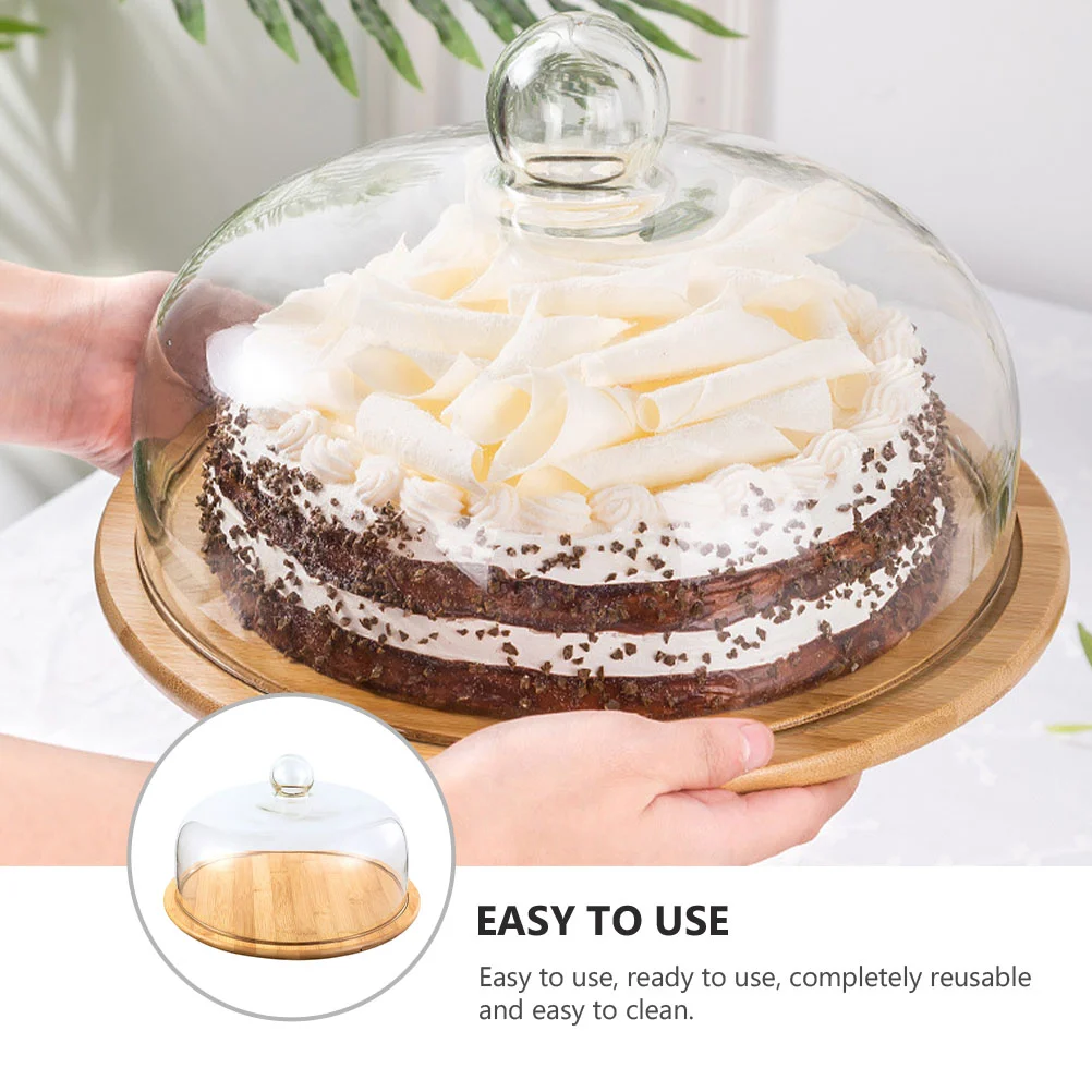 

Cake Display Tray Pan Plate Dessert Stand Glass Wooden Storage Rack Container Bread Food Holder