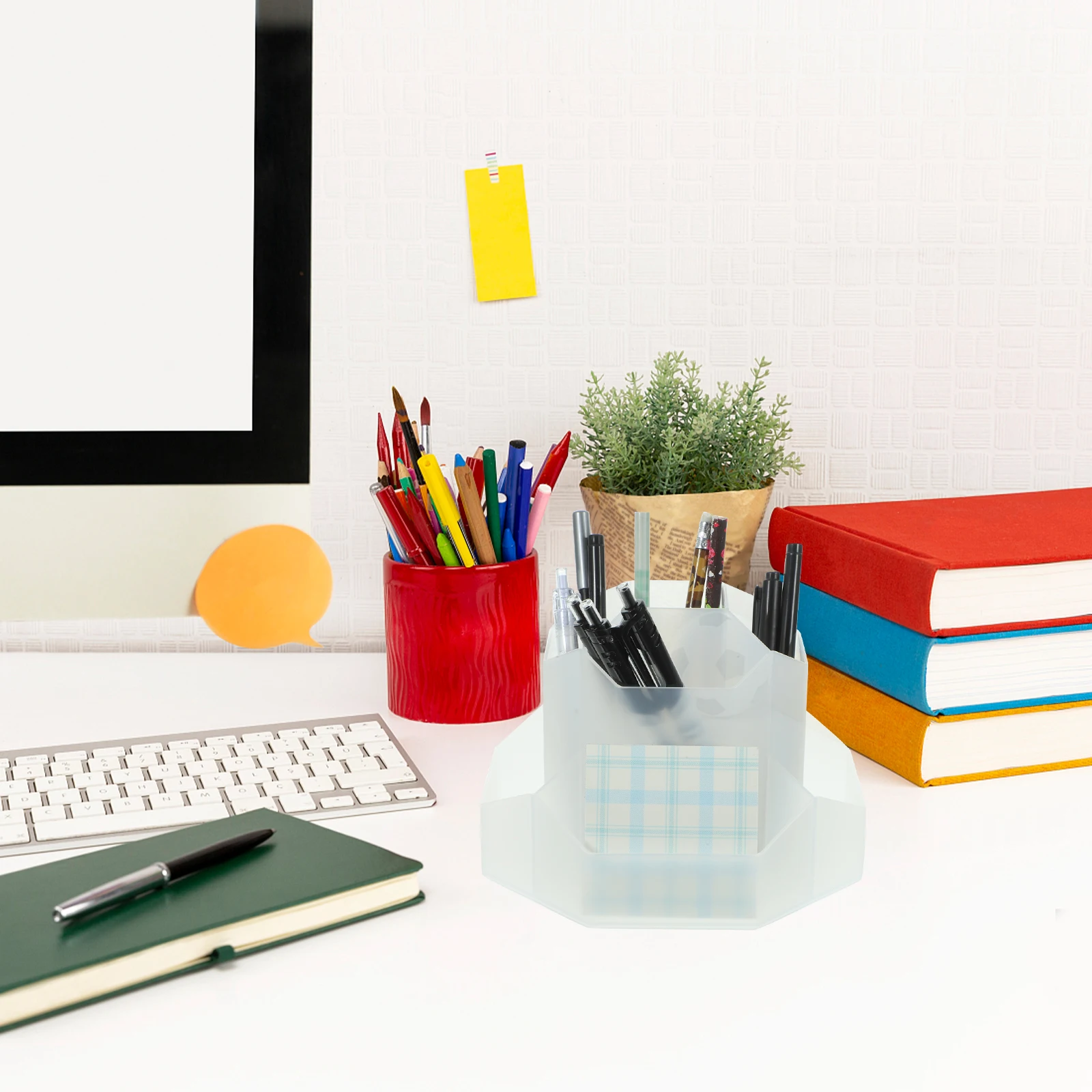 

Pencil Holder Rotating Rotatable Tabletop Turntable Multi-function Organizer Desk Cups for Convenient Container Student