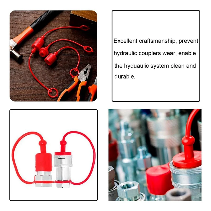 New-6X ISO-B 1/2 Hydraulic Quick Coupler ชายฝุ่นหมวกและปลั๊กหญิง, เหมาะกับ Hydraulic Quick Disconnects Coupler