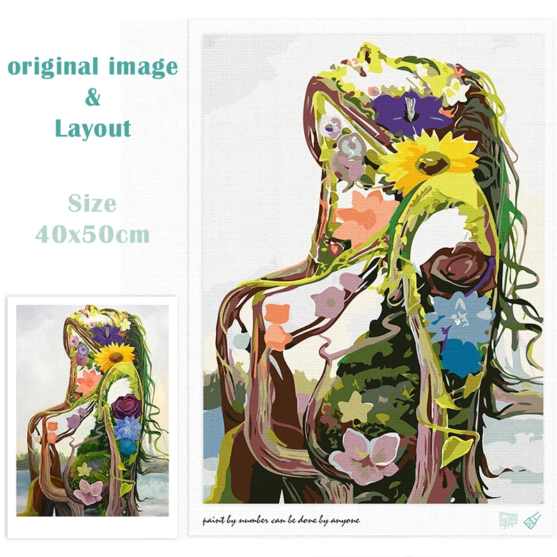 GATYZTORY 60X75cm Oil Painting By Numbers Flower and women On Canvas DIY Paint by numbers Frameless Digital Painting Home Decor