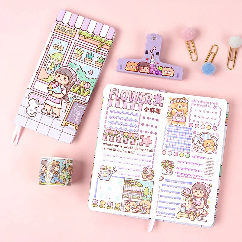 Small Mochi Weeks Hand Ledger Square Hand Ledger Grid New Cute Notebook Girl Heart  Cute  Stationery