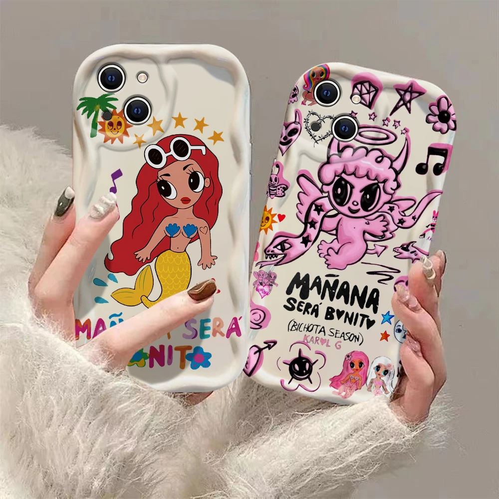 Karol G Manana Sera Bonito 3D Wave Case For iPhone 15 14 13 12 11 Pro Max Mini X XR XSMAX 8 7 6S Plus Soft Silicone Cover