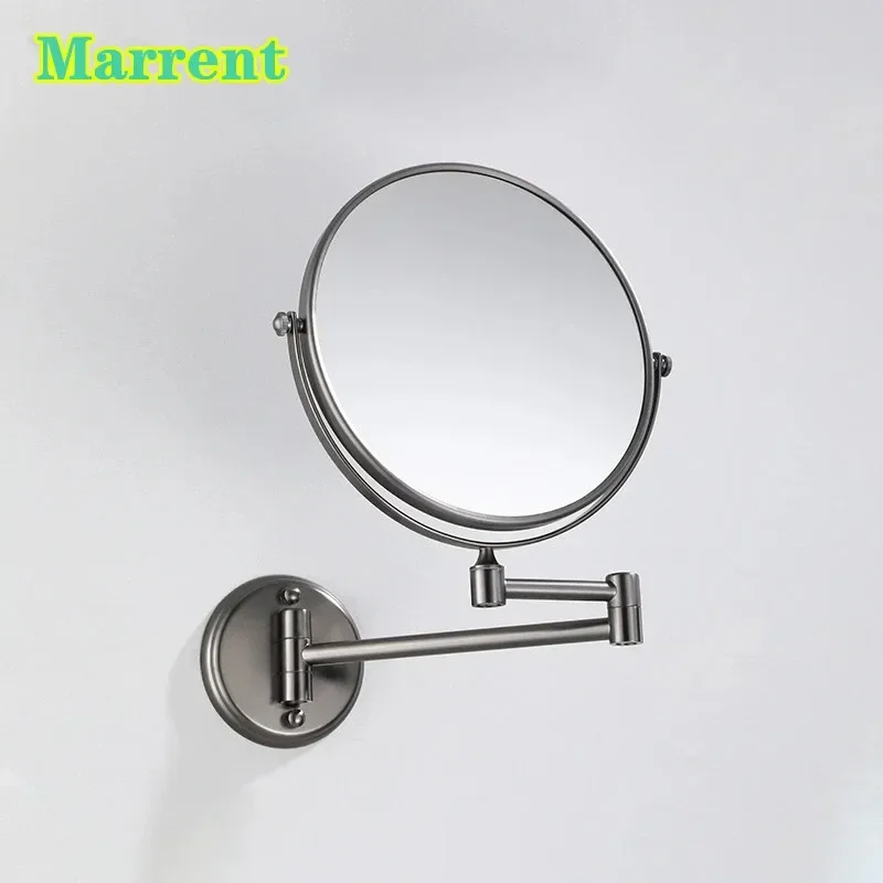 Doual  Sides 8 Inches Copper Round Bathroom Make-up Mirrors Extendable Dual Arm Magnifying Lady Comestic Bath Mirrors