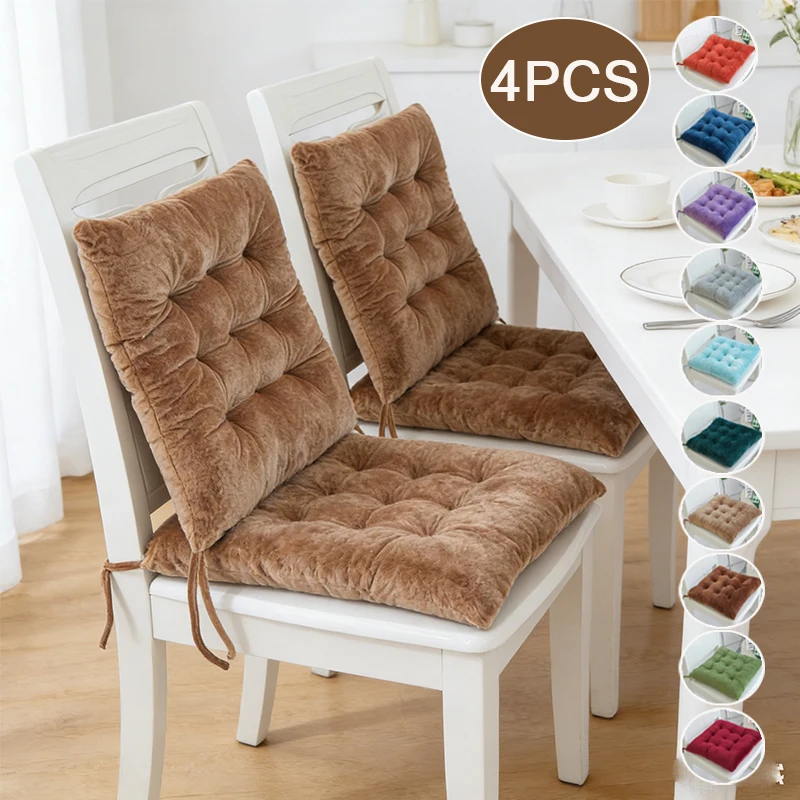 

4pcs Crystal Velvet Chair Cushions with Ties,40x40x7cmSoft Velvet Seat Pads for Kitchen Dining Chairs,Office&Living Room Chairs
