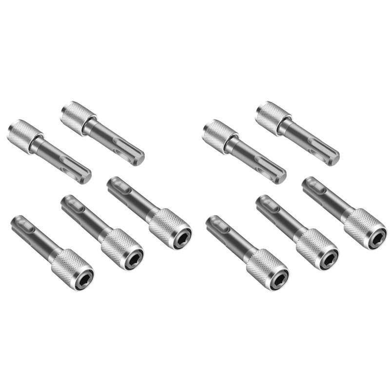T21C 10PCS SDS-Plus Drill Chuck Adapter, SDS Plus Bit Adapter To 1/4 Inch 6.35Mm Hex Socket Steel Drill Holder, Drill Bit