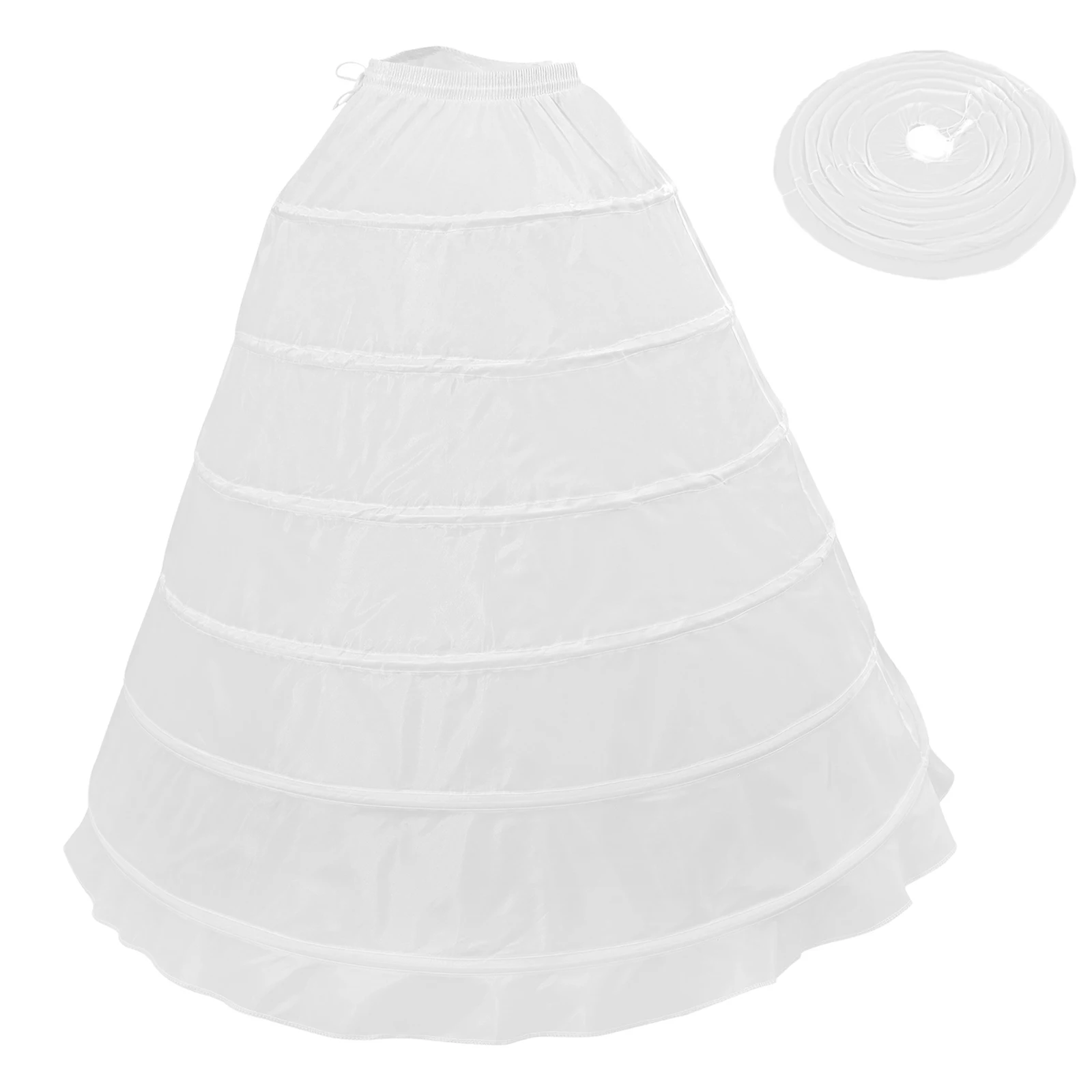 

6 White Wedding Petticoat Single Layer Bridal Skirt Long Underskirt Pannier Hoops Spring Summer Autumn Prom Ball Gown Skirt