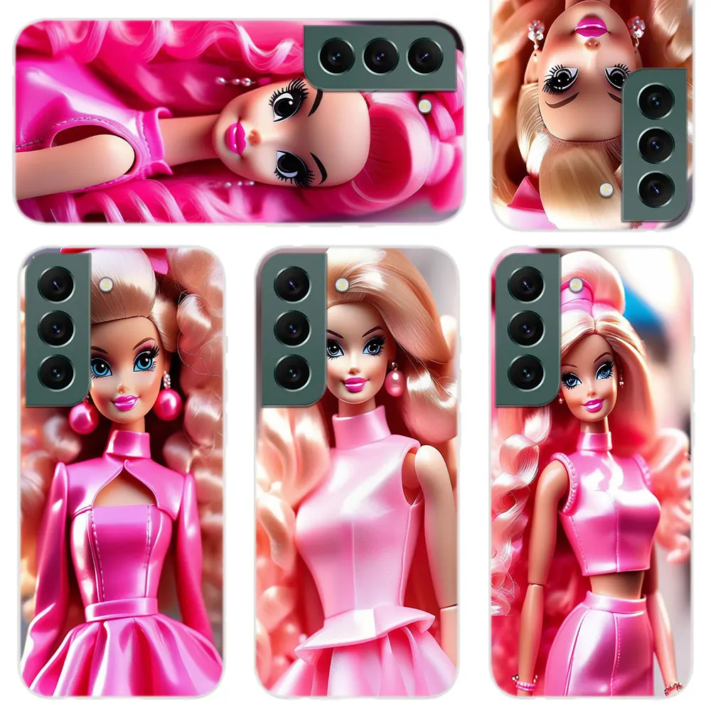 Soft Silicone Phone Case For Apple iPhone 15 14 13 12 11 Pro X XS Max XR Plus Mini Cover Fashion Pink Barbie Cute