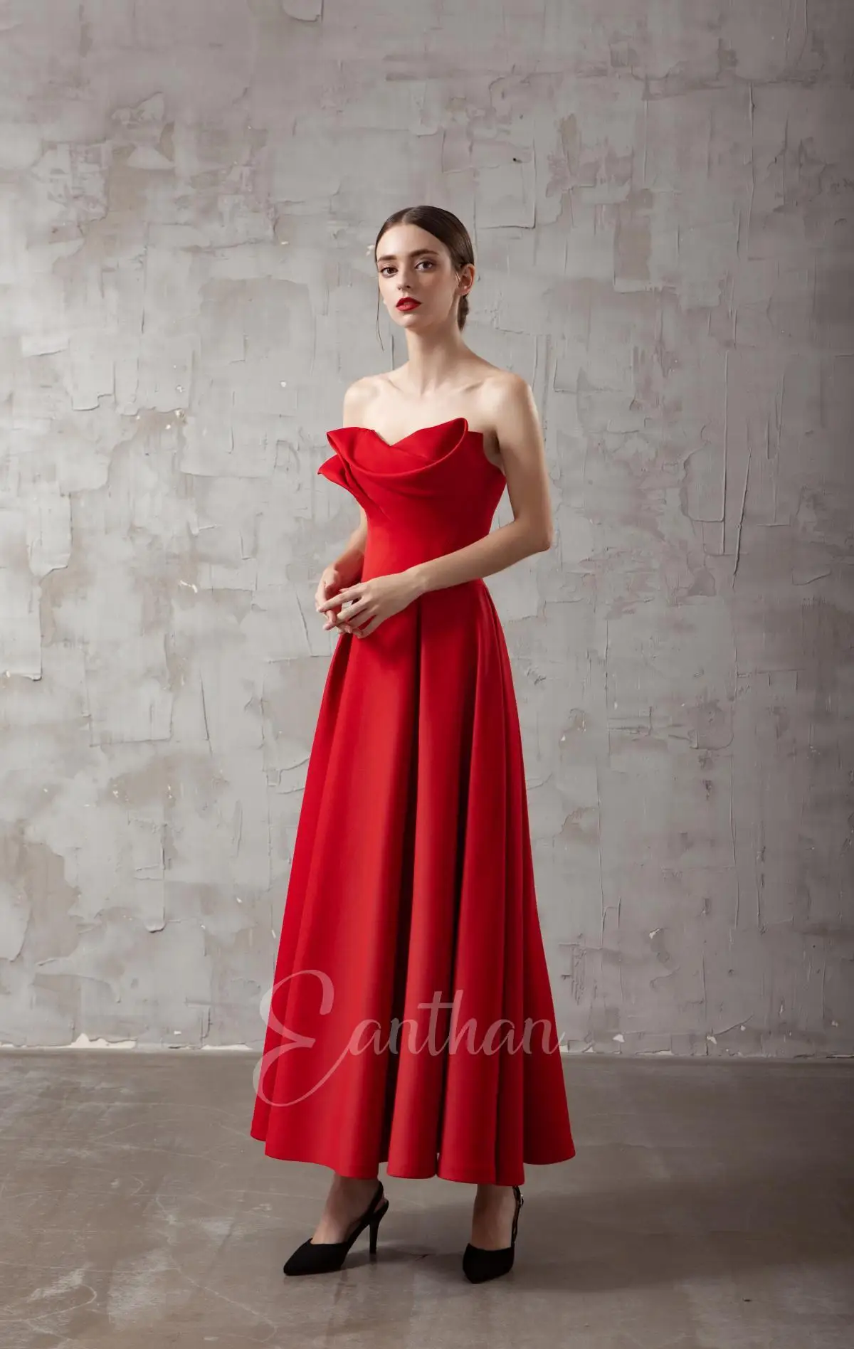 Robe de cocktail rouge Real Pic pour femme, robe de soirée éducative, robe sans bretelles en satin fibré, robe de soirée plissée et drapée, robe Aline