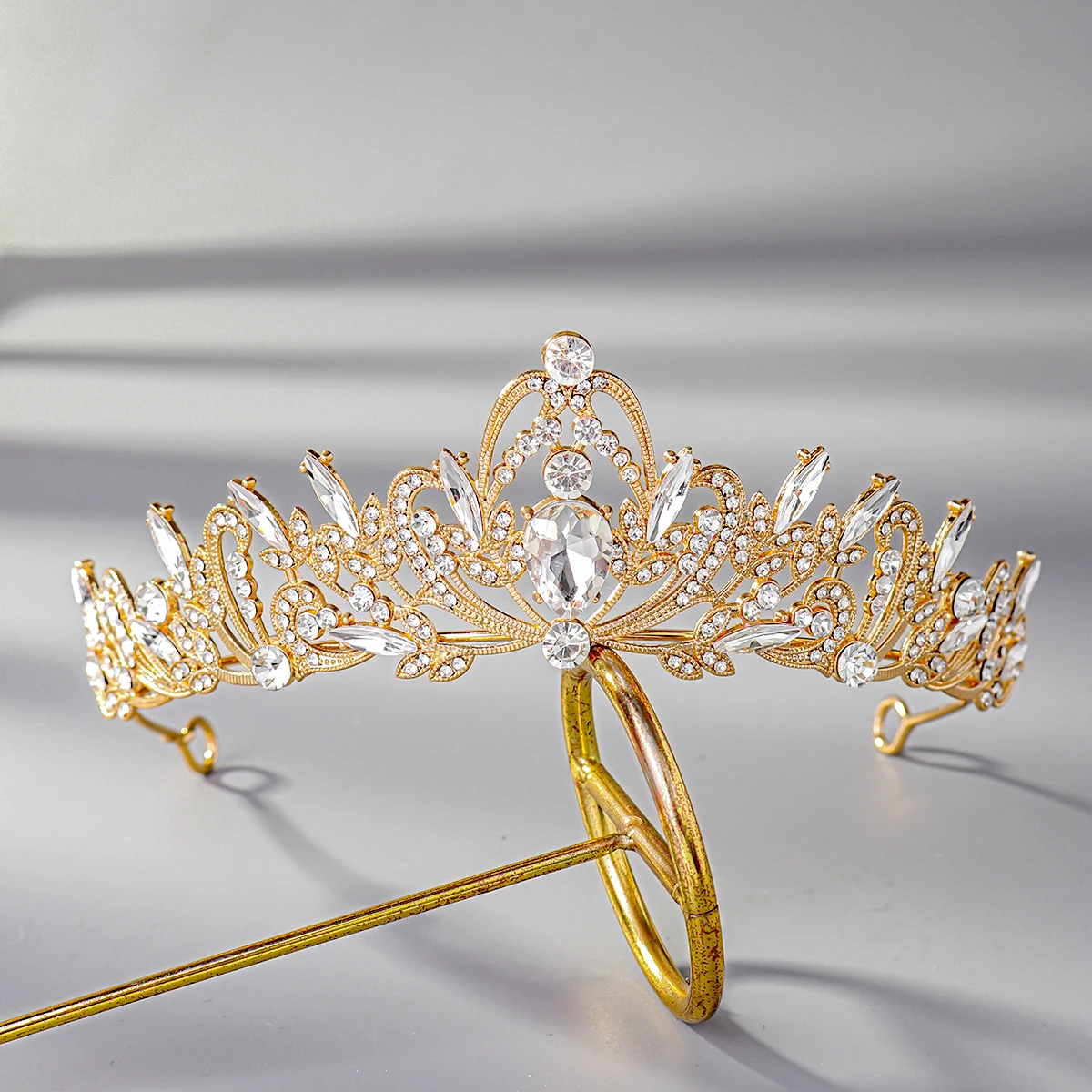 Miallo سبائك ذهبية حجر الراين الأميرة تاج موضة الباروك كريستال عقال إكسسوارات الشعر مجوهرات خوذة الحفلات