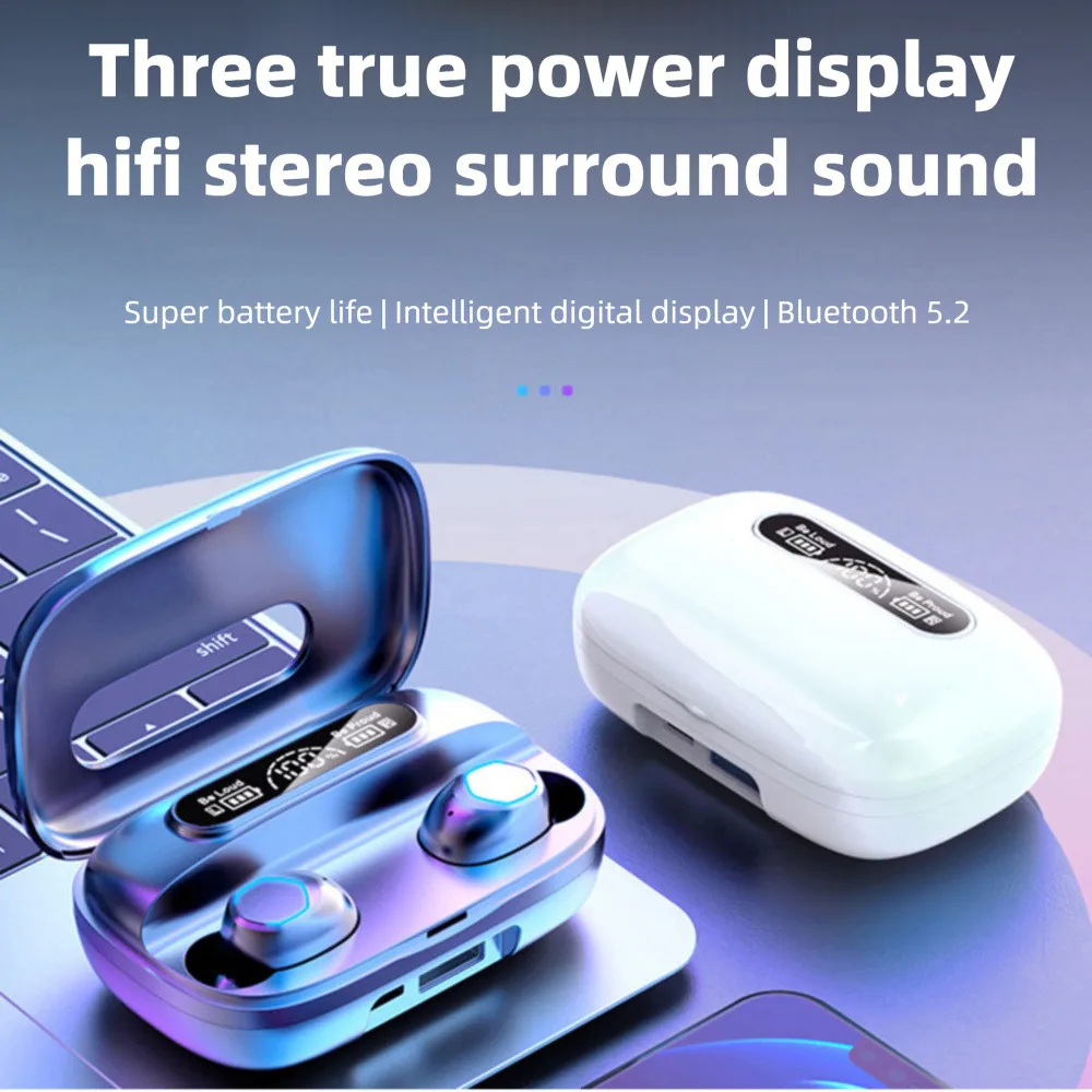 

TWS Bluetooth Wireless In-ear Headphones HIFI Stereo Waterproof Sweatproof Power Display Long Endurance Headsets For Sport Music