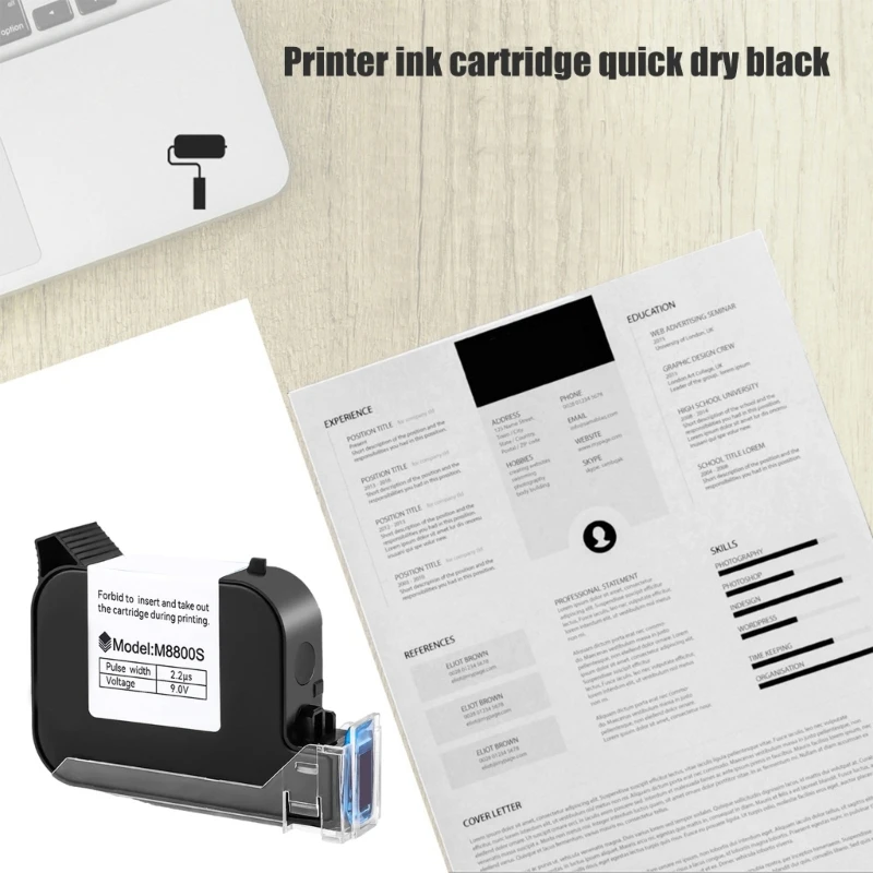 M8800S Black Inkjet Cartridge for Not Encrypted Printers Fast Drying on Multiple Surfaces 87HC