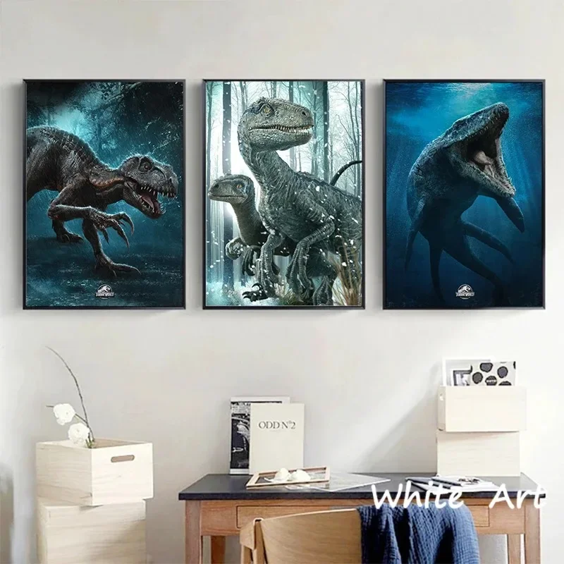 Movie Jurassic World Poster Dinosaur Velociraptor Canvas Painting HD Print Modern Wall Art Picture Living Room Bedroom Decor