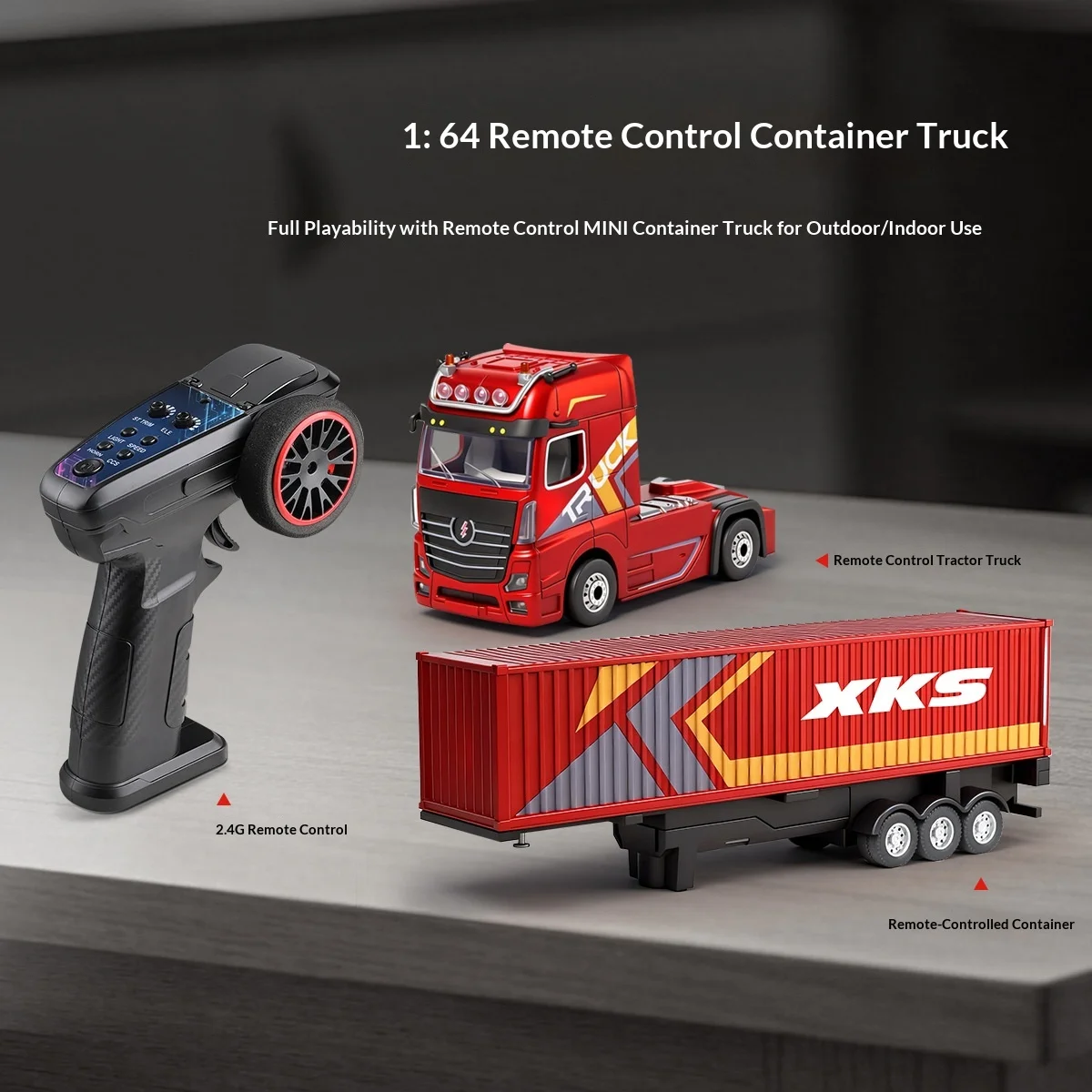 Wltech 1 64 Scale Rc Container Truck Full Proportional 4wd Drift Racing Remote Control Truck Model 2 4G With Light