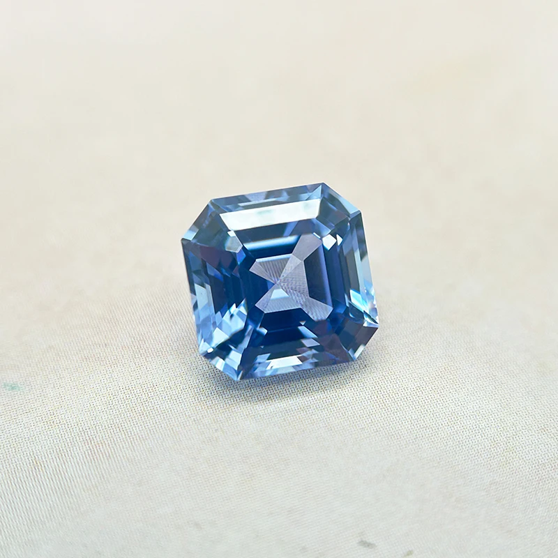 Laborgezüchteter Saphir im Asscher-Schliff, Kornblumenfarbe, lose Steine für die Schmuckherstellung, Inlay-Hauptmaterialien, Zertifikat ausgewählt – Detail 2