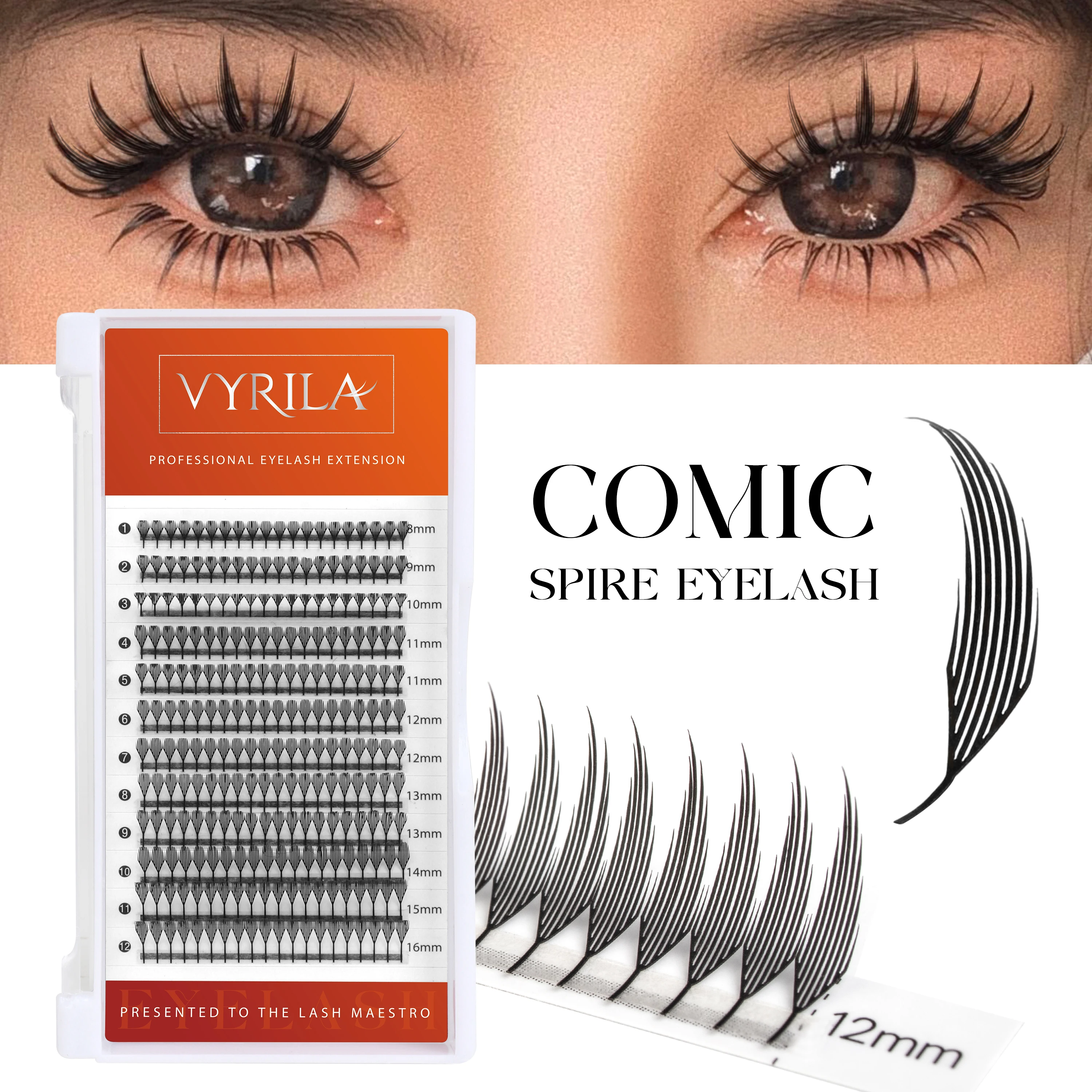 

VYRILA Spire Lashes Individual Feather Eyelash Extensions Mix 8-16mm Tower Fans Premade Spikes Manga Eyelash Extensions
