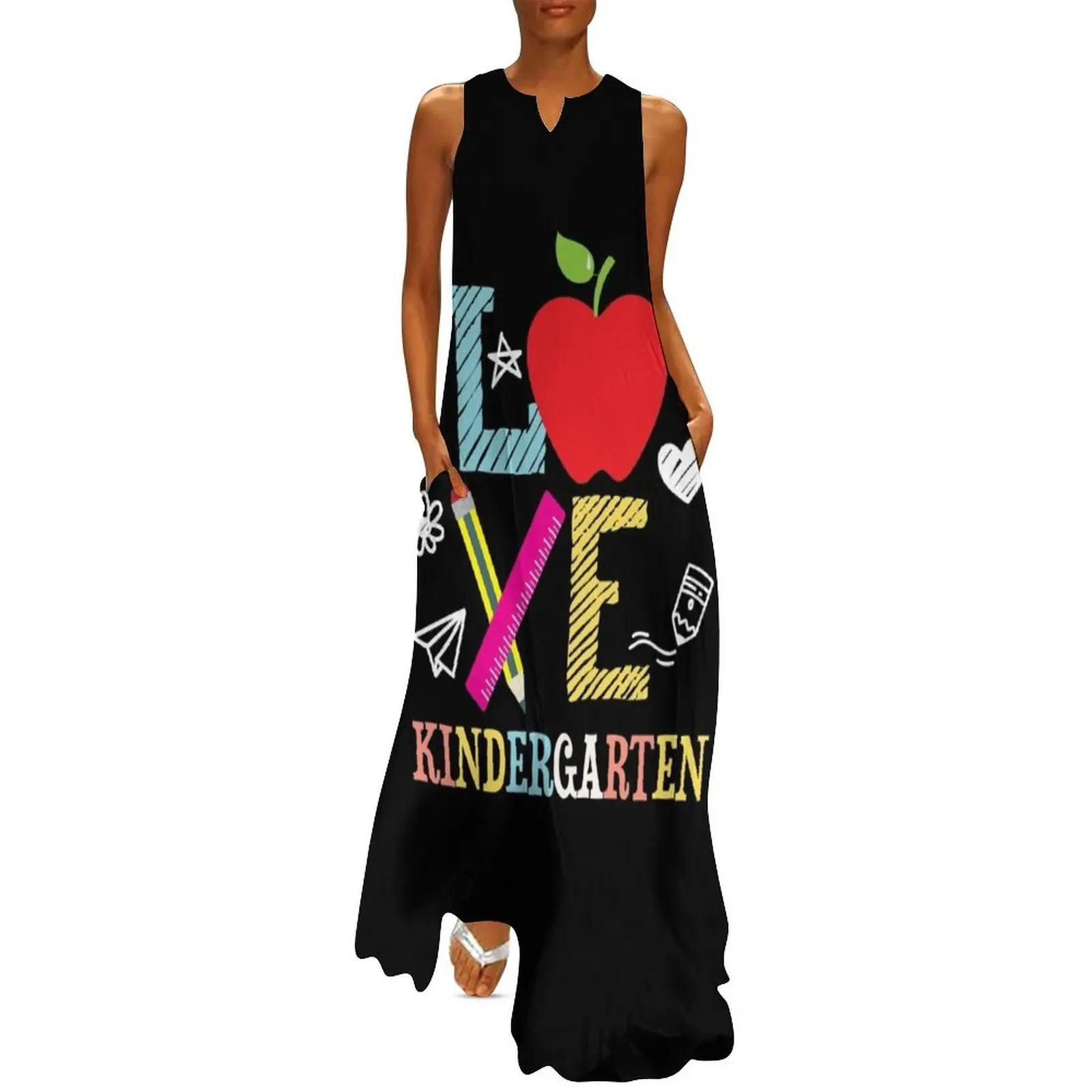 

Funny Kindergarten I Love Kindergarten Long Dress Women"s long dress party dresses woman evening dresses ladies