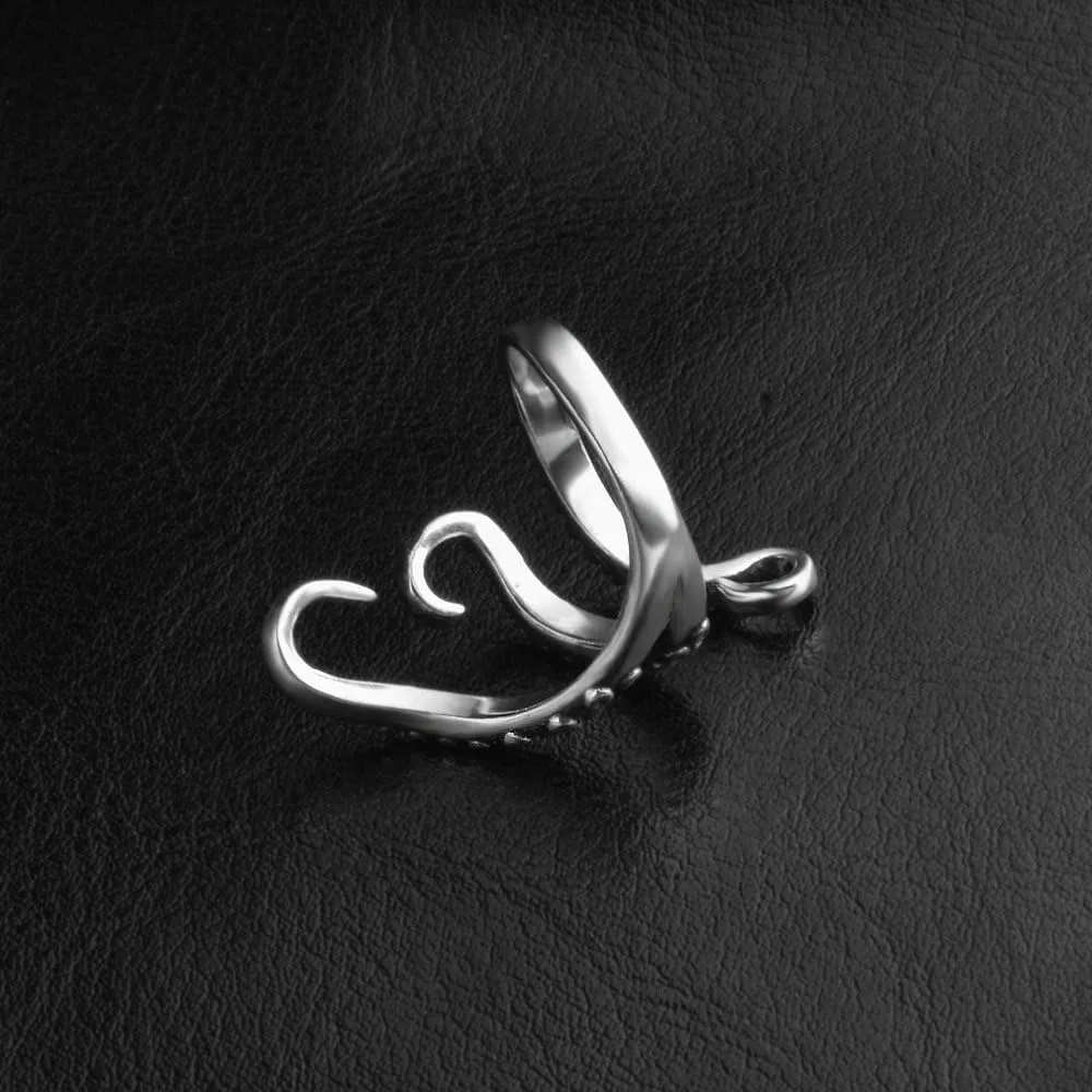 2 pcs/pack Vintage Titanium Steel Octopus Ring Sea Monster Squid Ring