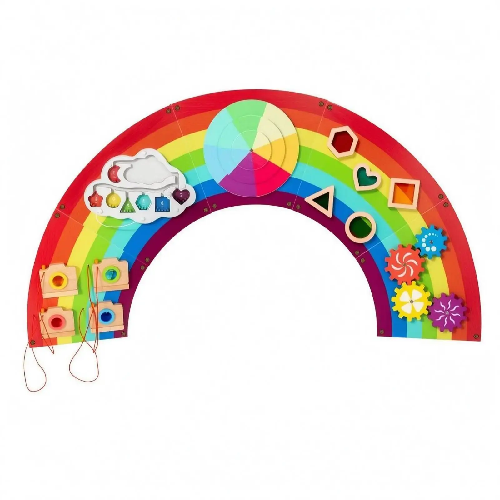 Interactive Sensory Busy Board Painted Educational Activity Board Cutout Child-Led Activity Center for Children