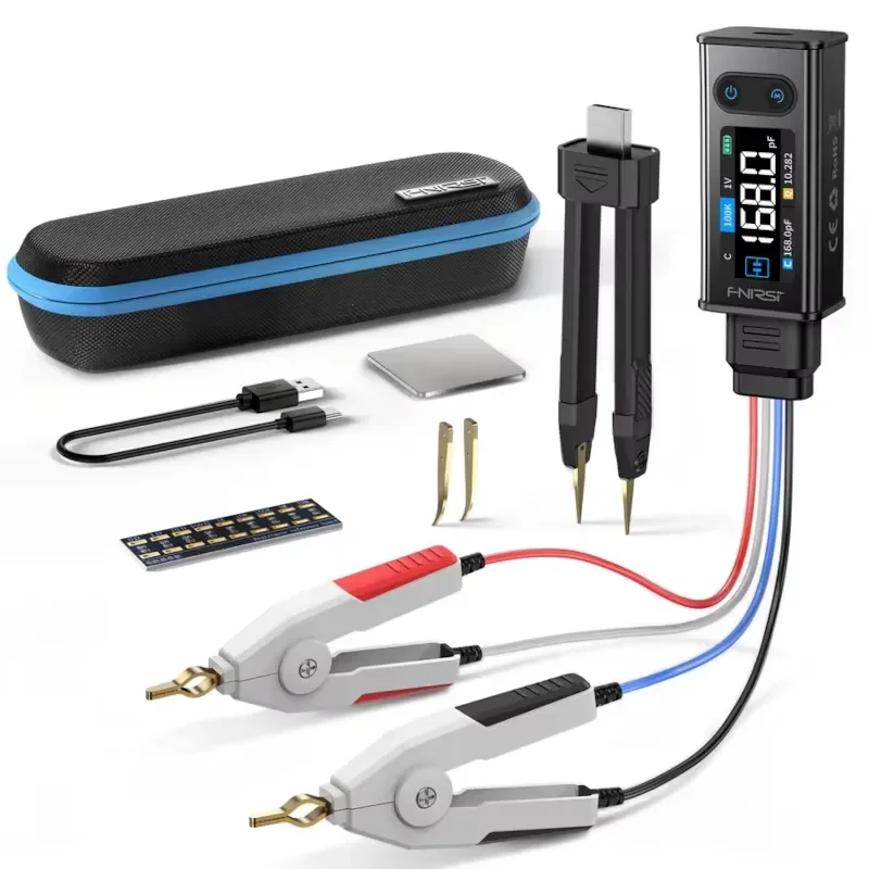 LCR-ST2 2-in-1 Compact Dual Mode LCR Tester 100K LCR ESR Tester, Digital Tweezers Bridge with Kevin Clamp, 100Hz-100kHz Sweep