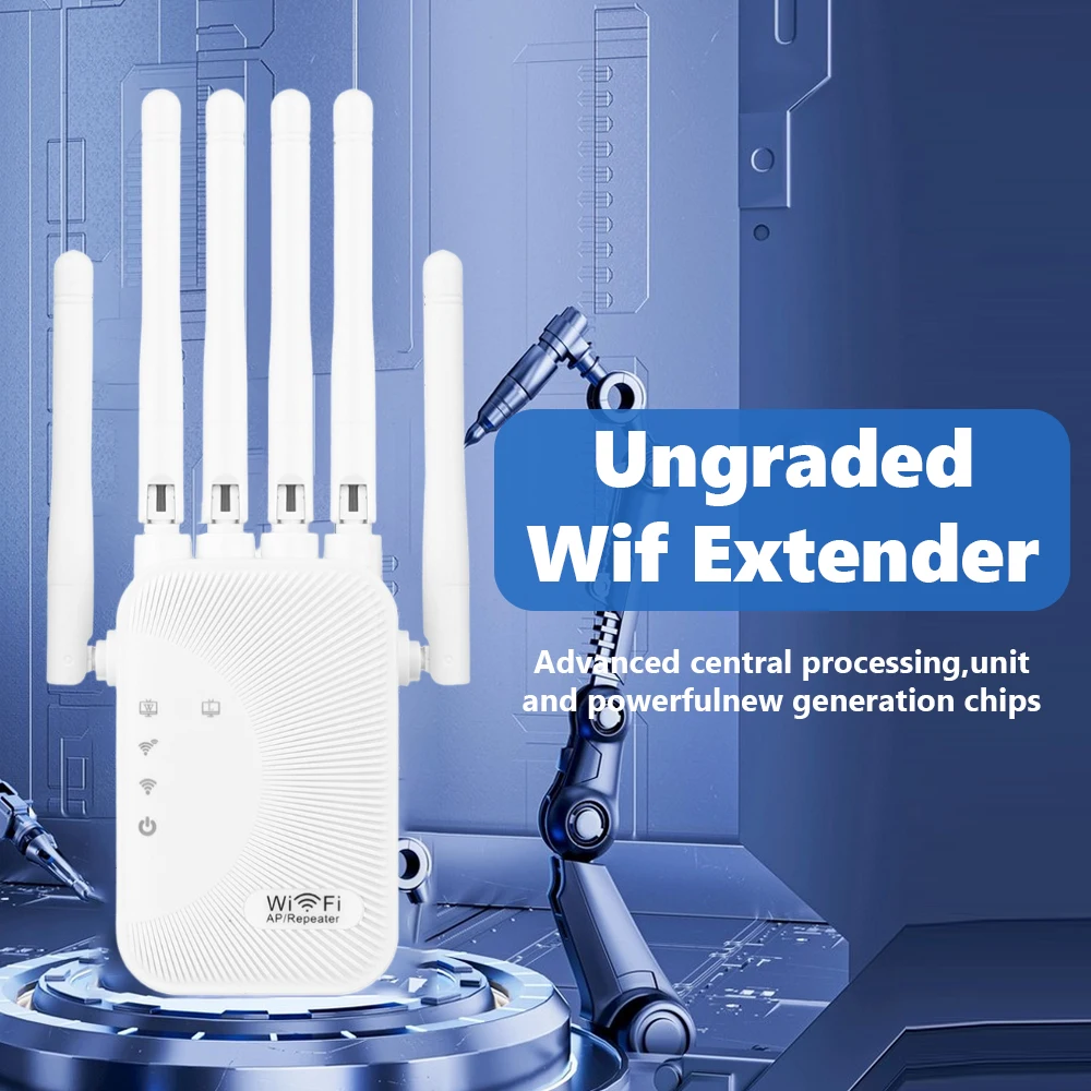 Dual Band 2.4GHz 5G WiFi Signal Booster 1200M Repeater High Performance Network Amplifier Easy Setting Range Extender For Indoor