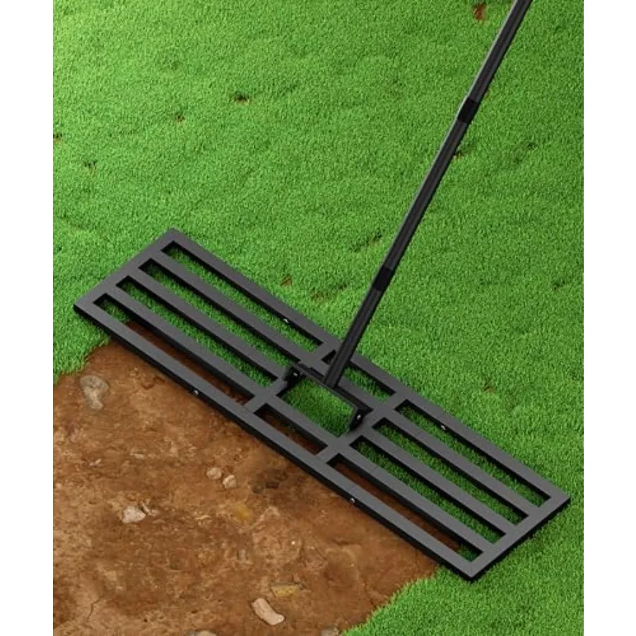 

44x10 inch Lawn Leveling Rake Upgraded Lawn Leveler Tool Heavy Duty Reinforced Connection Garden Rake with Adjustable Long Hand